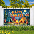 thumbnail image 4 of Outdoor Adventure Banner Happy Camper Tent Design Campfire Scene Decorative for Hiking Climbing Trekking, 4 of 9