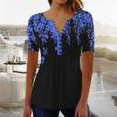 thumbnail image 1 of Mode Décontractée pour Femmes Chemises Imprimées Manches Courtes Tee-Shirts Amples Tunique Blouse Imprimé Floral Hauts pour Femmes Dégradé, 1 of 3