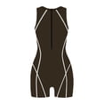 thumbnail image 4 of JAKANYQ Women Ladies Swimsuit Boyshort Short Sleeve Rashguard Contrast Line Snorkel Surf Suit Sport Bathing Suit Unique Back Design Swimsuit, M, 4 of 5