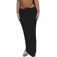 thumbnail image 1 of Women Summer Sexy Lace-Up Low Waist Crochet Maxi Long Fishtail Skirt Hollow Out Knit Fish Scale Pattern Solid Color Slim Beach Cover Up Beachwear, 1 of 4