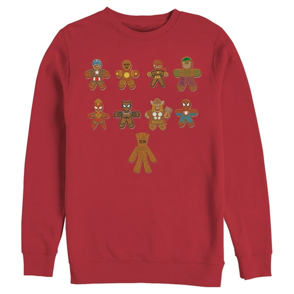 Men's Marvel Christmas Gingerbread Cookie Avengers  Sweatshirt Red Large