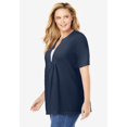 thumbnail image 3 of Woman Within Plus Size 7-Day Layer-Look Elbow-Sleeve Tee, 3 of 5