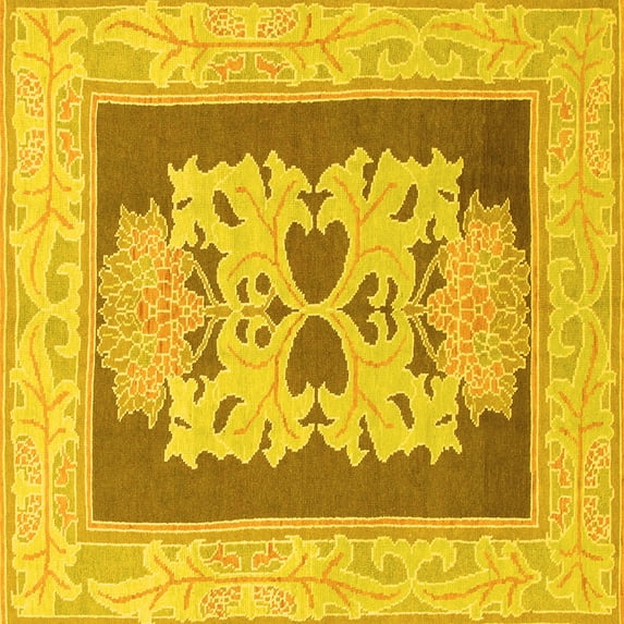Ahgly Company Indoor Square Abstract Yellow Modern Area Rugs, 4' Square