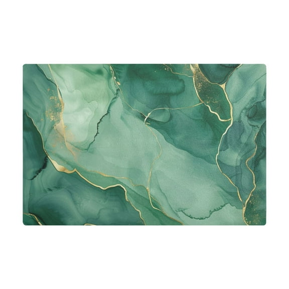 Dish Drying Mat Microfiber Kitchen Dish Pad Counter Absorbent Drainer Rack 12"x18" Green Gold Marble