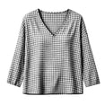 thumbnail image 5 of LEKWK Gingham Tops for Women Long Sleeve V Neck Plaid Tunic Top Casual Loose Fit Lightweight Shirt Fall Fashion Boho Dressy Vacation Outfits, 5 of 7