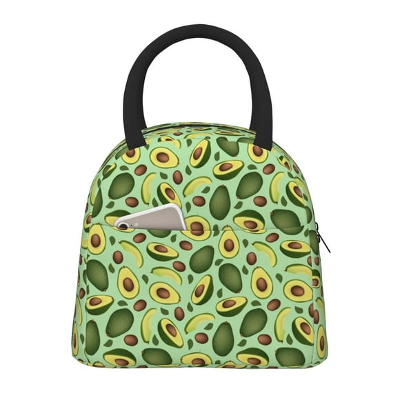 Fotbe Avocado With Seeds Bolsa de Almuerzo con Estampado, Lonchera Aislada, Contenedor de Comida Reutilizable Tipo Cooler a Prueba de Fugas