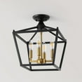 thumbnail image 2 of JONATHAN Y Plains Mini Lantern 12" 4-Light Iron Modern Farmhouse Pagoda LED Semi Flush Mount Lantern, Oil Rubbed Bronze/Brass Gold, JYL7610G, 2 of 9