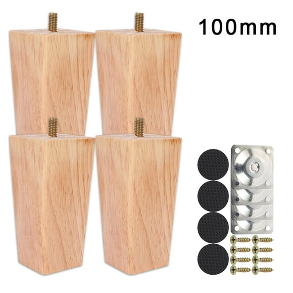 4PCS Height Sofa Legs Wooden Furniture Legs Replacement Armchair Cabinet Feet Wood Cabinets Legs Straight Wood Color for Couch Ottoman Dresser(Natural 10CM)