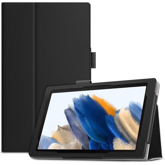 zukof Folio Stand Case for Samsung Galaxy Tab A8 10.5 Inch 2022 Model (SM-X200/X205/X207) - Slim Magnetic PU Leather Protective Case Cover 1 Random Color Stylus (Black)