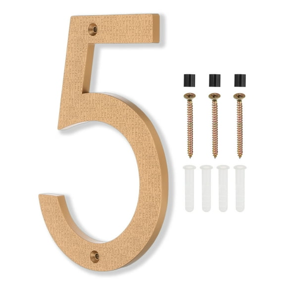 8 Inch House Numbers, House Address Numbers Sign Large Floating House Numbers Modern House Numbers with Screws for Outside Door Wall Street, Gold, 5