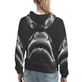 thumbnail image 7 of Fotbe Black And White Shark Pattern Womens Long Sleeve Hoodie, Pullover Hooded Sweatshirt, Kangaroo Pocket Hoodie with Eye-catching Drawstrings-Medium, 7 of 7