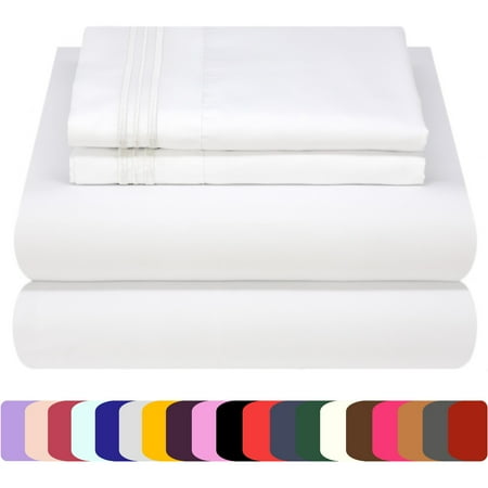 Mezzati Luxury 1800 Prestige Soft and Comfortable Collection Bed Sheets Set Queen White