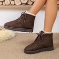 thumbnail image 6 of Women's Slip on Ankle Boots, Fall Winter Round Toe Lace Up Flat Warm Fleece Lined Cotton Boots with Breathable Upper and Non Slip Sole, Cozy Winter Footwear for Cold Weather Daily Wear, 6 of 7