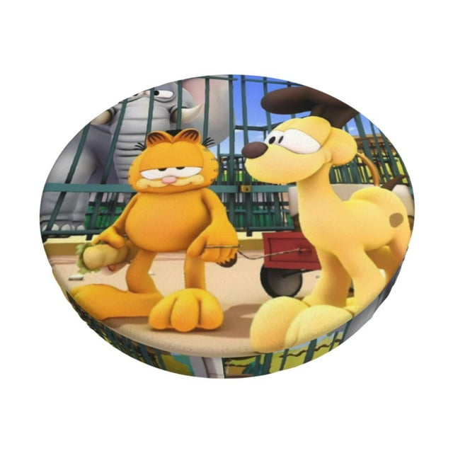 Naloa Garfield Housse de Coussin de Tabouret Rond Imprimé 12-14 Pouces, Convient aux Chaises de Cuisine, Bureau, Restaurant-14 Pouces