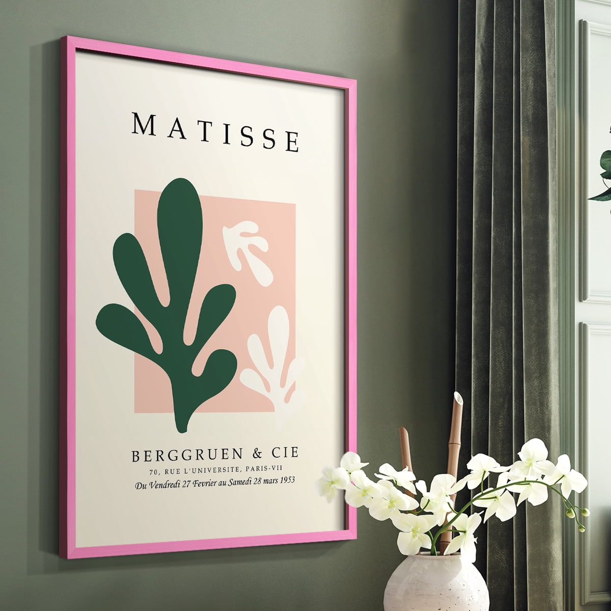 Matisse CDLXXVIII in Pink Solid Wood Framed Print No Nail Hanging