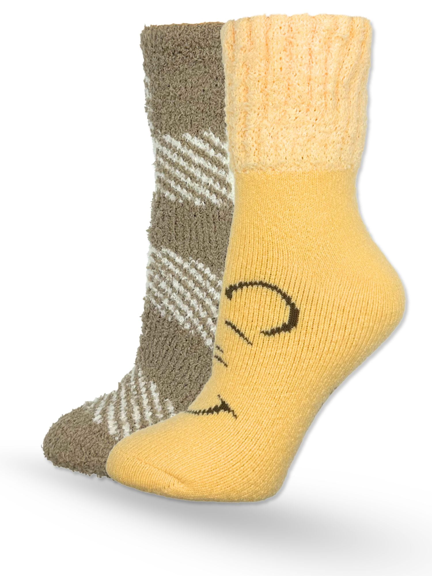Disney Winnie the Pooh Women's Cozy Crew Socks, 2-Pack, Shoe Sizes 4-10