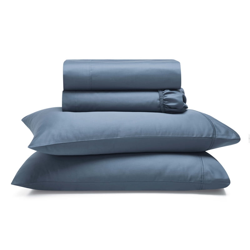 Superior Apus 100% Cotton 15" Deep Pocket Sheet Set, Queen, Denim Blue