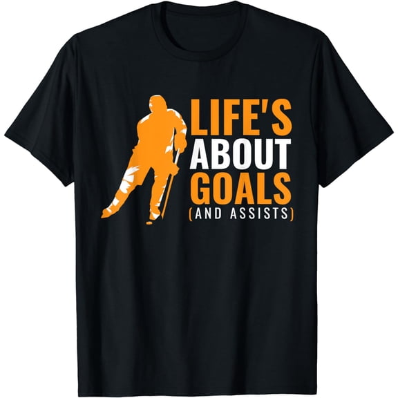 Life's About Goals Ice Hockey Shirt for Boys Ice Hockey T-Shirt