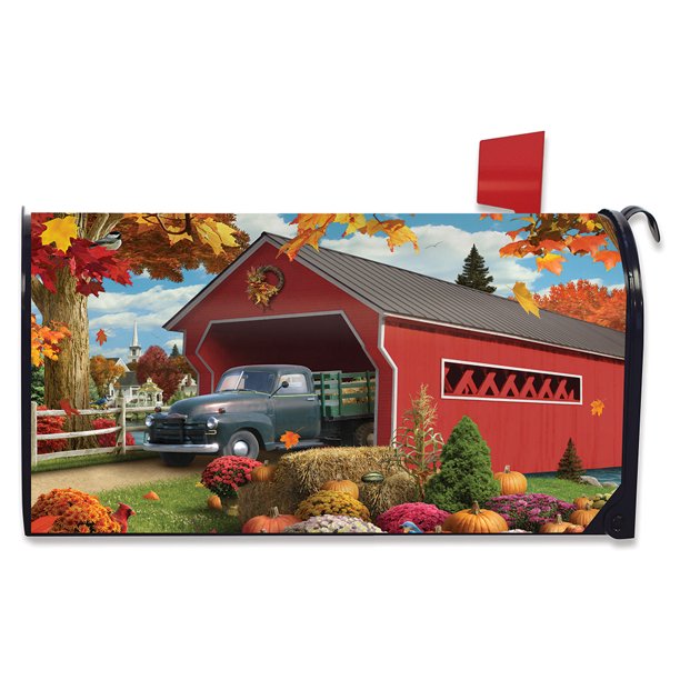 Harvest Bridge Autumn Mailbox Cover Pickup Fall Standard
