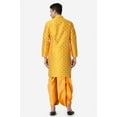 thumbnail image 2 of Royal Kurta Jacquard Silk Printed Mustard Kurta Mustard Dhoti Set for Men, 2 of 7