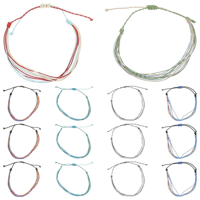 16Pcs Bohemian Style Woven Hand Bracelets Decorative Anklets Braided Ankle Charms Ankle Chains