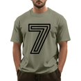 thumbnail image 3 of LWavelet Layered Line Number 9 Men's T-Shirt Ideal for Casual Outings and Everyday Style Army Green 2XL, 3 of 3