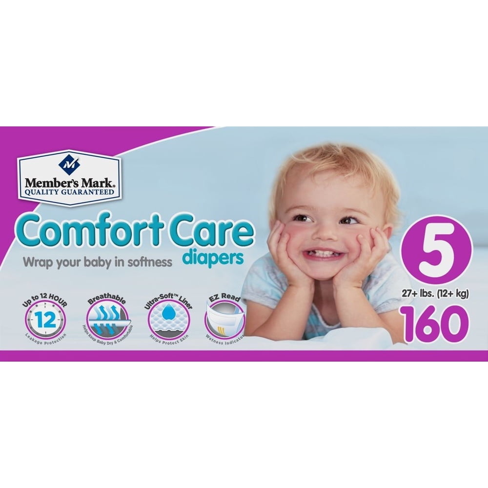 Member's Mark Comfort Care Baby Diapers, Size 5, 160 Ct