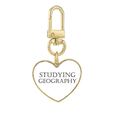thumbnail image 1 of Short Phrase Studying Geography Gold Heart Keychain Metal Keyring Holder, 1 of 3