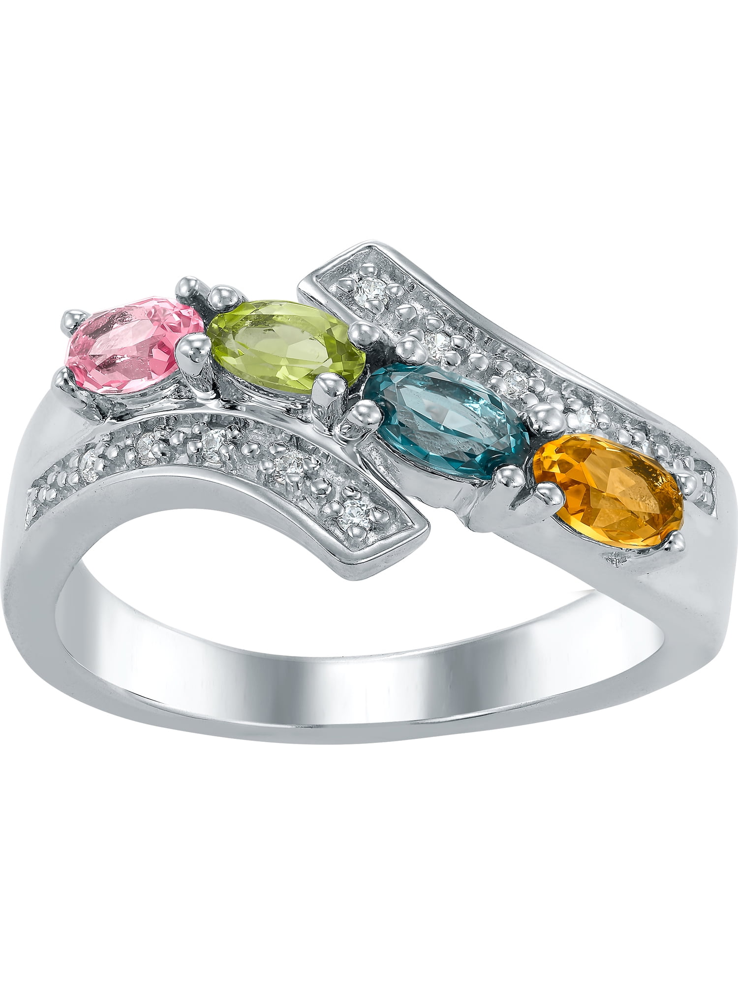 Sterling and clear stone large faceted stack ring