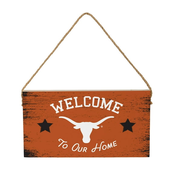 Texas Longhorns 6" x 11" Welcome Home Wood Wall Sign with Rope Hanger