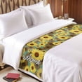 thumbnail image 3 of Spring Welcome Bed Runner for King Size Bed, Sunflowers Watercolors Art Yellow Teal Rustic Soft Bedding Scarf Bedding Protector Slipcover Sofa Throw for Bedroom Hotel Guesthouse, 3 of 8