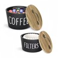 thumbnail image 1 of EcoNesxp Coffee filter holder with lid Durable and long lasting set of two metal and bamboo coffee filter containers, 1 of 5