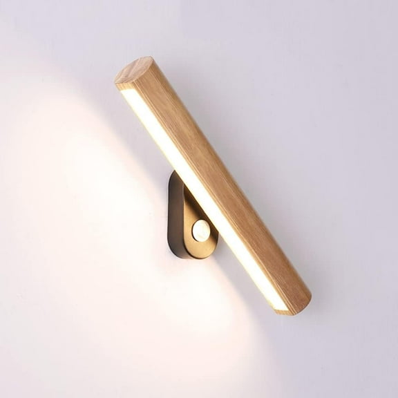 LED Wood Wall Light Adjustable Wall Lamp Hardwired Sconces with Switch, 180° Rotatable Wall Mount Lighting Fixture, 3 Color Mode Wall Wash Lights for Bedroom Living Room