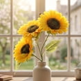 thumbnail image 2 of Artificial Sunflowers Bouquet 3 Styles, Long & Short Stem Silk Flower Arrangements, Realistic Faux Sunflowers for Home Garden Wedding Centerpiece, Party, Photography Prop, Vase Display (16"), 2 of 6