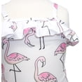 thumbnail image 3 of Baby Toddler Girls Lovely Patterned Ruffled-Tier One-Piece Swimsuit One Shoulder Swimwear (Flamingo/White, 6-7 Years), 3 of 4