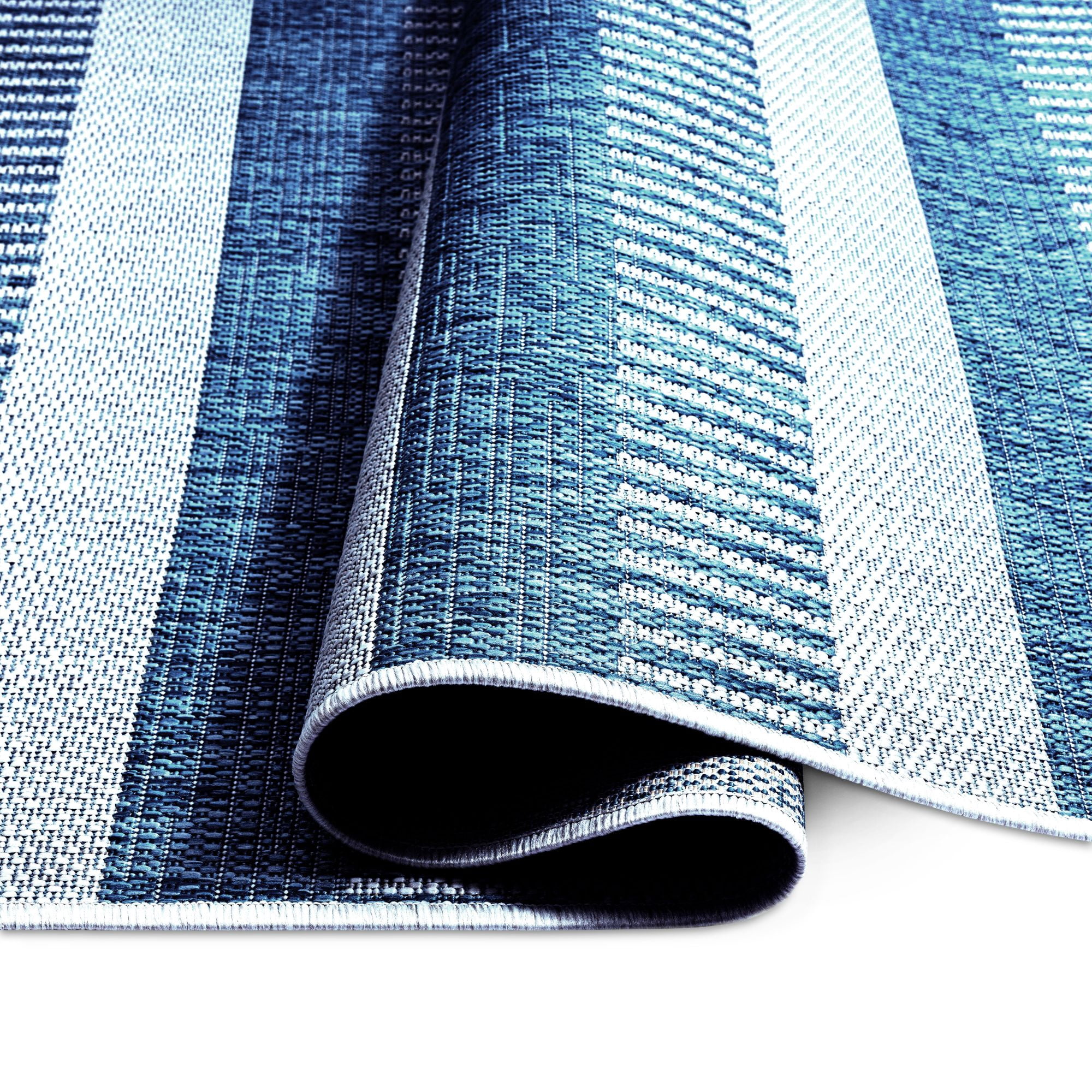 Nicole Miller New York Patio Country Charlotte Modern Striped Indoor/Outdoor Area Rug, Aqua/Ivory , 5'2"x7'2"