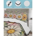 thumbnail image 3 of Twin XL Quilt Bedding Set, Vintage Daisy Floral Reversible Summer Quilt 3 Pieces, Spring Flowers Botanical Leaves Checkered Wooden Lightweight Bedspreads Coverlets with 2 Pillow Shams for All Seasons, 3 of 5