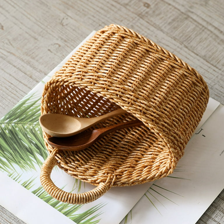 Imitation Rattan Storage Basket Woven Hanging Basket Kitchen - Temu