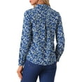thumbnail image 3 of INSPIRE CHIC Valentine's Day Women's Button Down Shirt Ditsy Floral Long Sleeve Point Collar Office Top S Deep Blue, 3 of 6