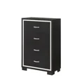 thumbnail image 3 of Black Finish Upholstered Queen Size Channel Tufting Panel Bed Nightstand Chest 3pc Bedroom Set, 3 of 8