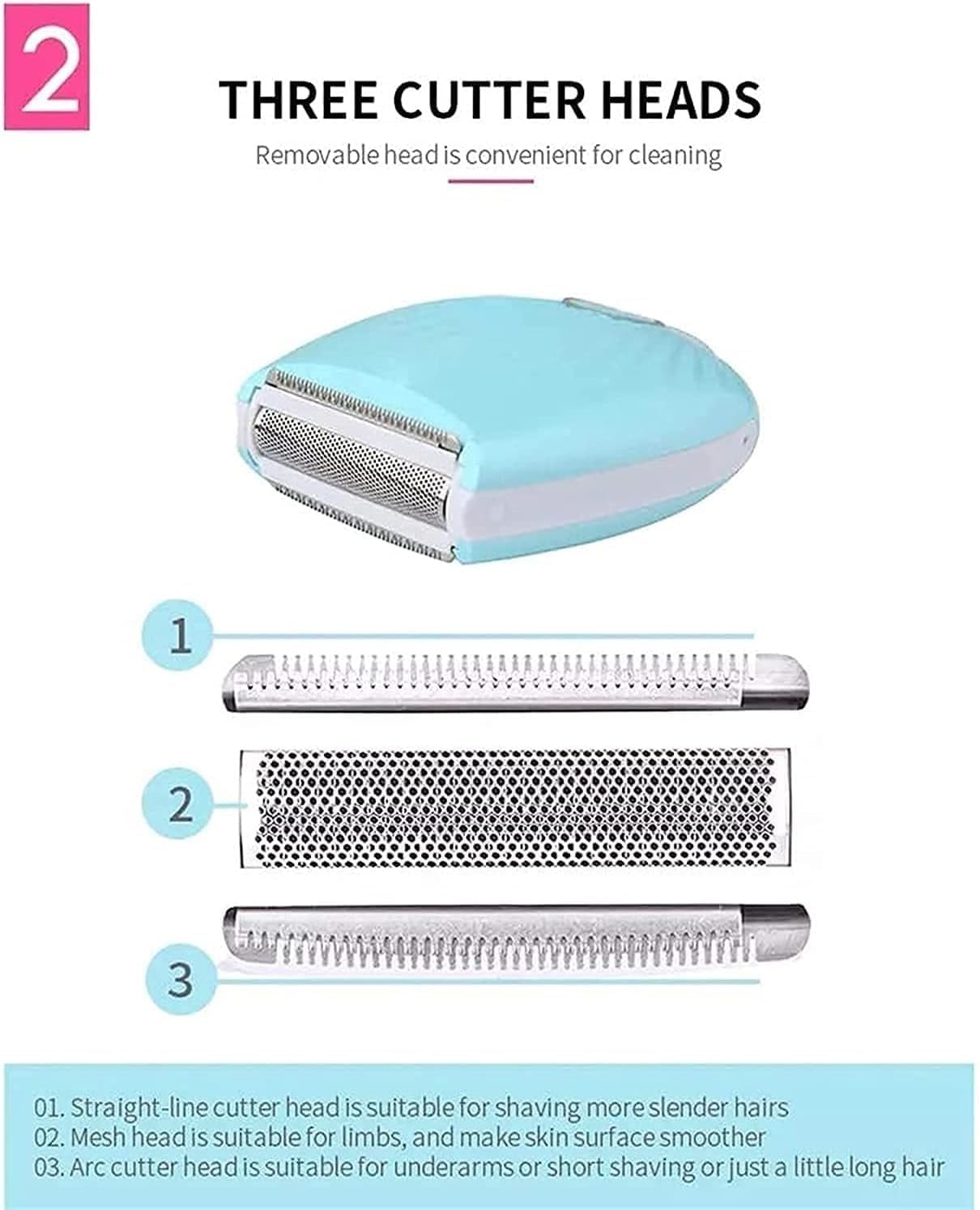 CNV   Women's Epilator & Electric Shaver, Face, Leg, Armpit, Arm, Bikini Line, Body Hair Removal, Wet & Dry, USB Charging(Pink）