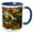 Blue/White, variant on 3drose, Red Yellow Purple N White Pansies, 11oz Mug