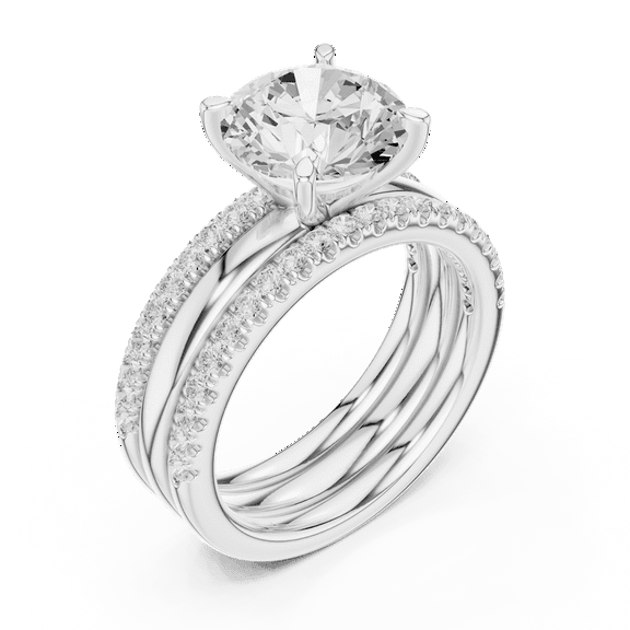 Zuwelria 3.35 Carat New Design Round Shape Moissanite Diamond Engagement Ring - Bridal Ring - Promise Ring | 18K White Gold Over Sterling Silver | D/VVS1 - Size 5