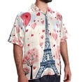 thumbnail image 2 of Eiffel Tower Valentine's Day Men's Casual Printed Button Down Short Sleeve Summer Beach Shirt, Unisex, 2 of 6