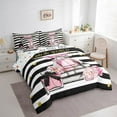 thumbnail image 3 of Erosebridal Romantic Makeup Bedding Sets Full Size,Floral Flower Comforter Sets with Sheets,Black White Geometric Lines Bed in a Bag Full Size,Breathable Room Decorative Reversible,7-Piece, 3 of 7
