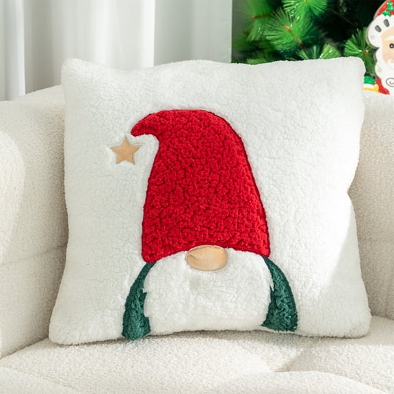 Nkmbld Christmas Pillow Covers Decoration Velvet Embroidered Santa Claus Pillow Covers for Winter Holiday Farmhouse Home Sofa Couch Decoration, Red