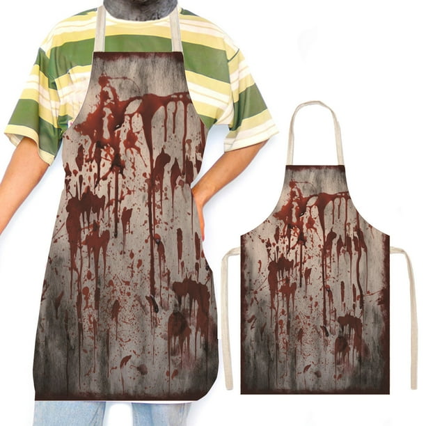 Delantal decorativo de terror para Halloween | Funda de poliéster blanca para disfraz de cosplay | Ropa de trabajo protectora duradera, transpirable y antimanchas para fiestas de Halloween, cocina y