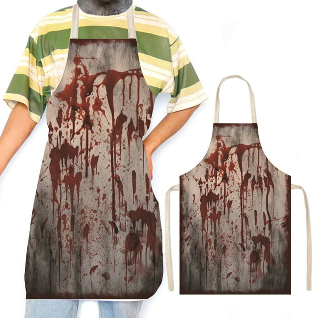 Delantal Decorativo de Halloween | Delantal de Poliéster Blanco para Disfraz de Cosplay | Funda Transpirable y Resistente a Las Manchas | Ideal para Fiestas de Halloween, Cocina, Manualidades y Disfr