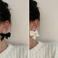 thumbnail image 4 of Grandest Birch 1 Pair Dangle Earrings Bowknot Fabric Jewelry Sweet Long Lasting Earrings for Party Cloth White, 4 of 8