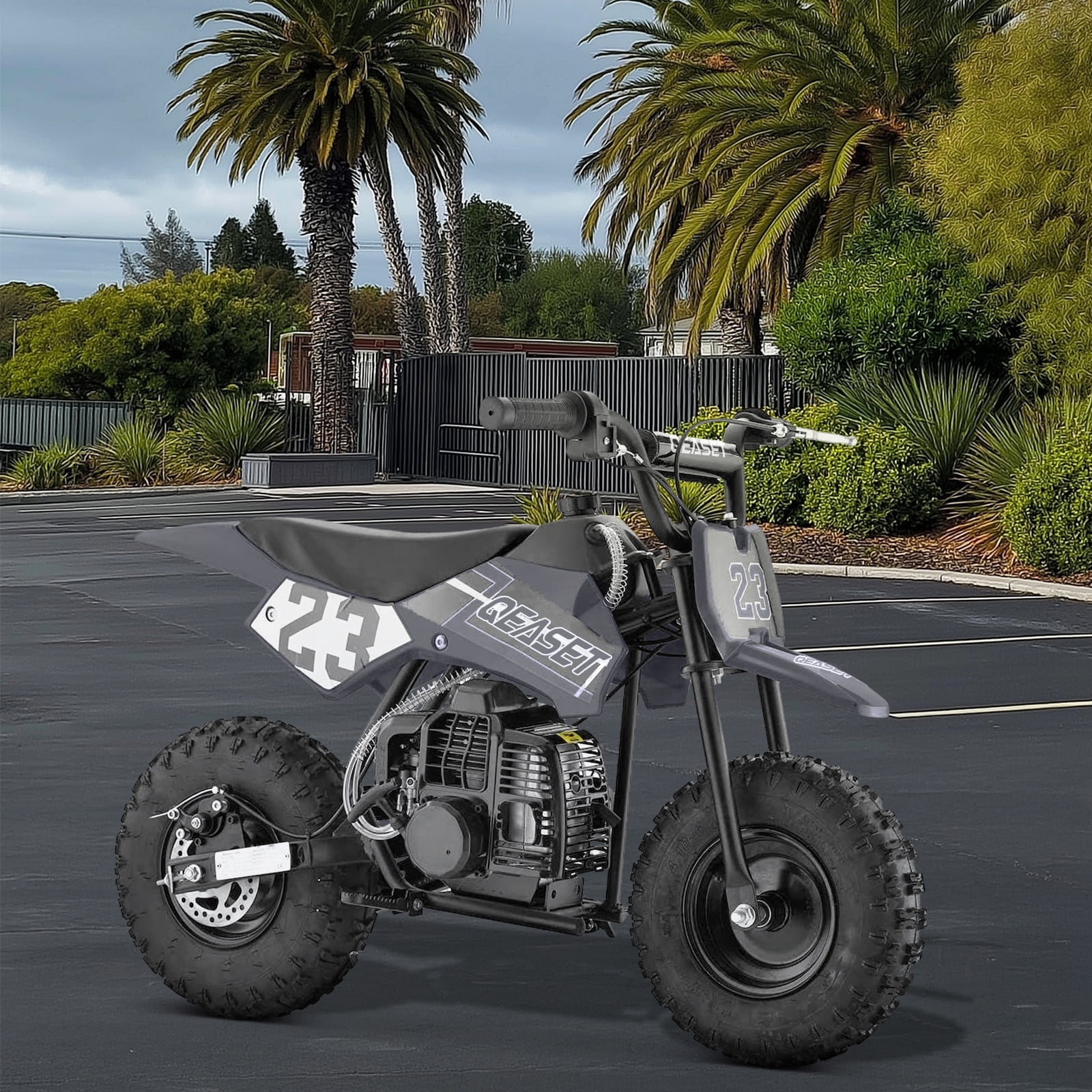 QEASET Mini Off-Road Dirt Bike, 49 CC 2-Stroke Gas Bike with Off-Rode Tire, Suspensions, Disc Brakes, Max Load 160Lbs, Max Speed 18Mph, Blac
